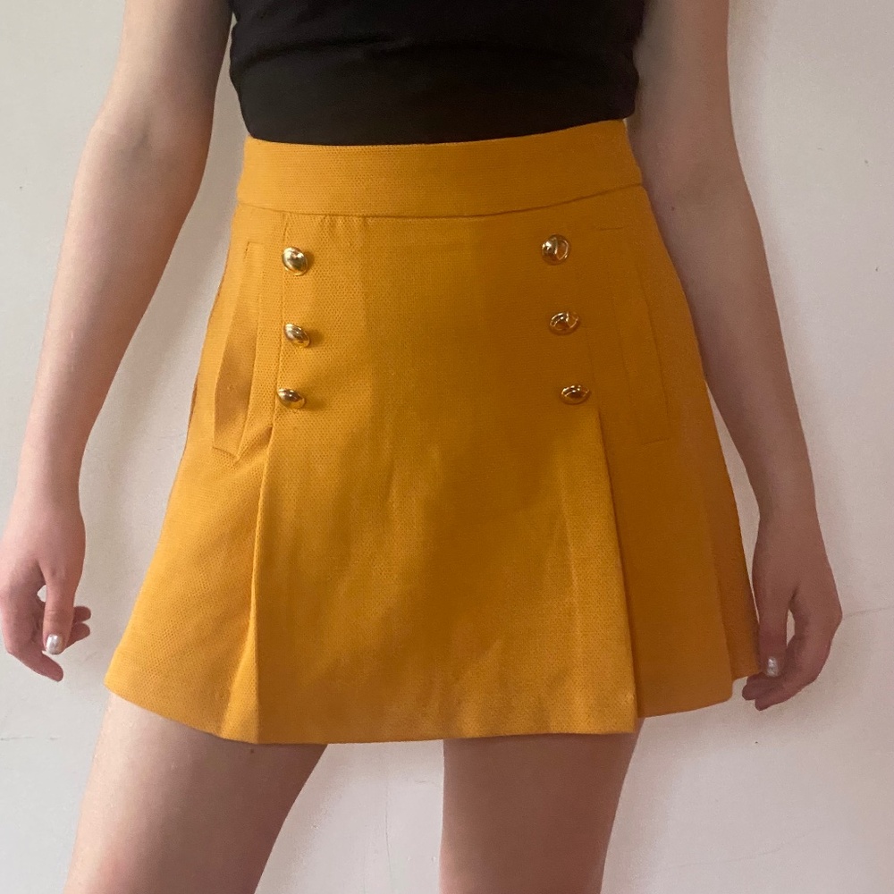 XOXO skirt with gold buttons